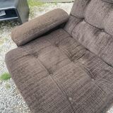 Canapé vintage Space Age en velours marron