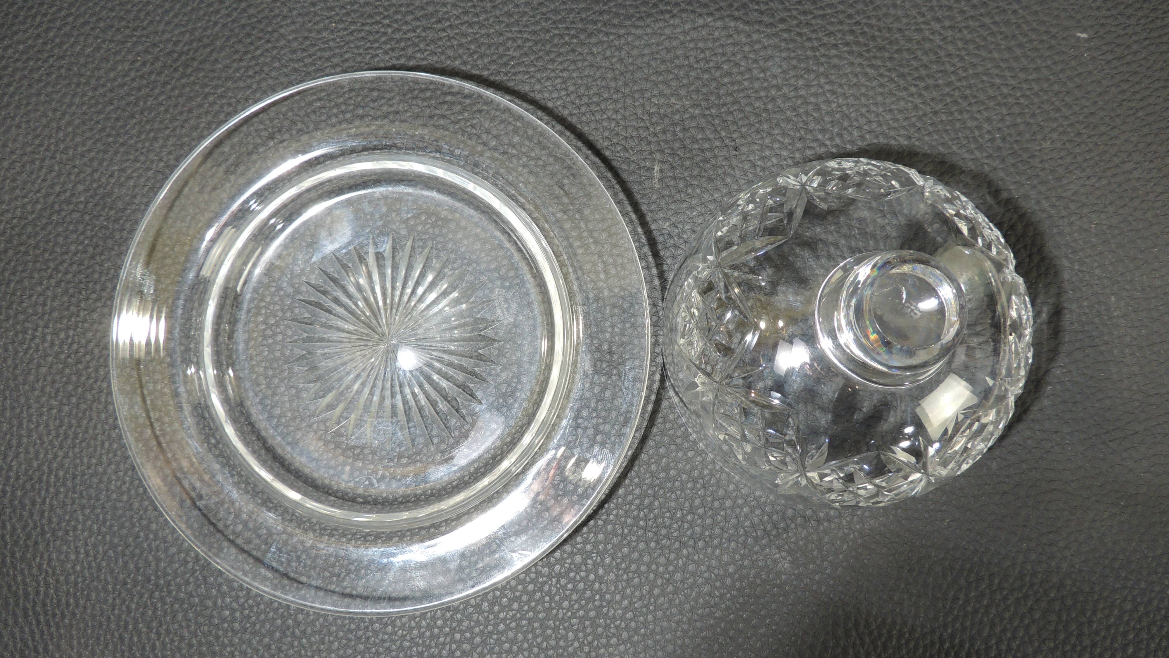 Webb Corbett crystal butter dish / vintage