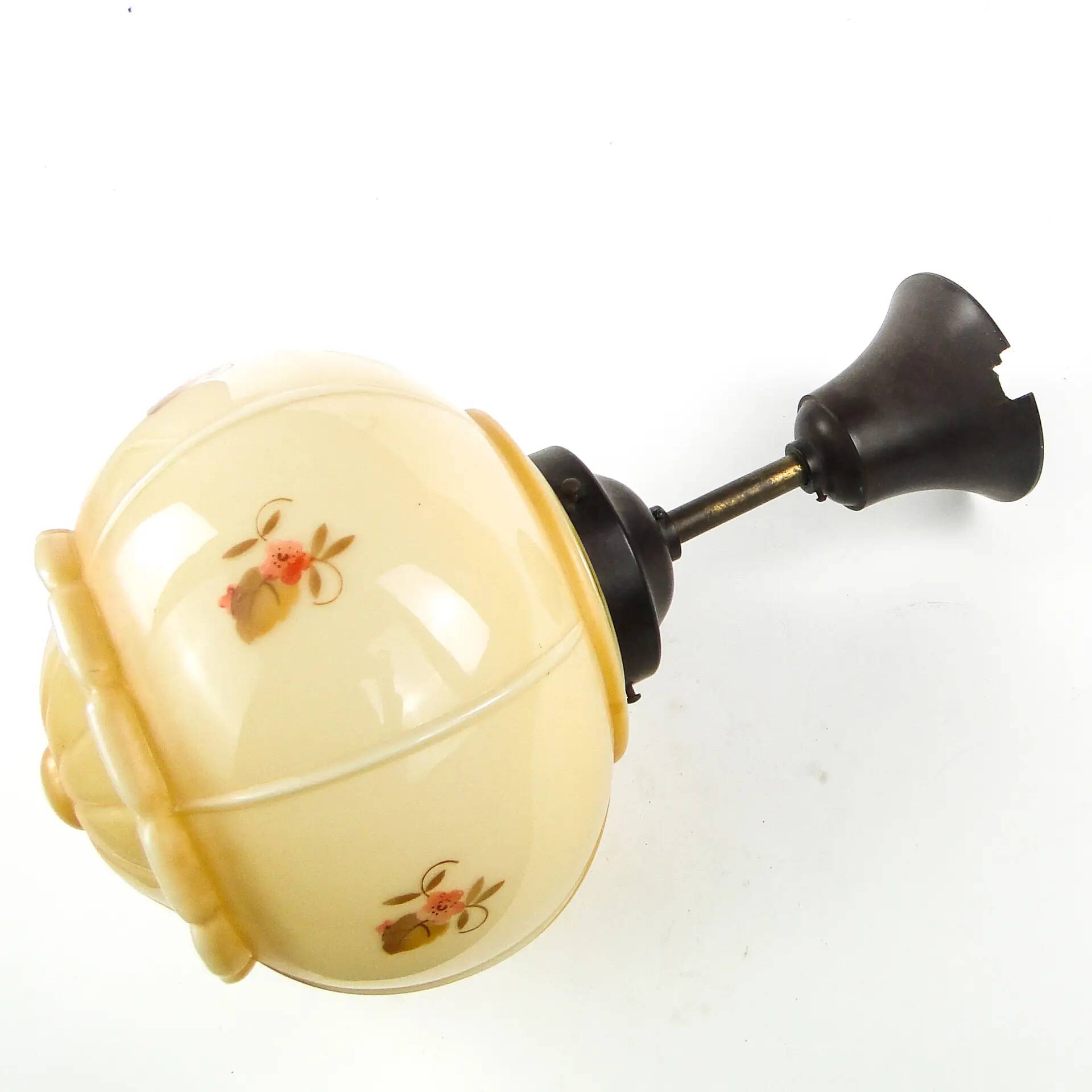 Art Deco ceiling lamp, double-layered glass, ebonite, Germany, 1930s