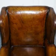 Victorian Hand-Dyed Brown Leather Reading Chair
