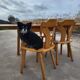 Vintage dining set - blond oak 1970s - extendable table and 4 chairs
