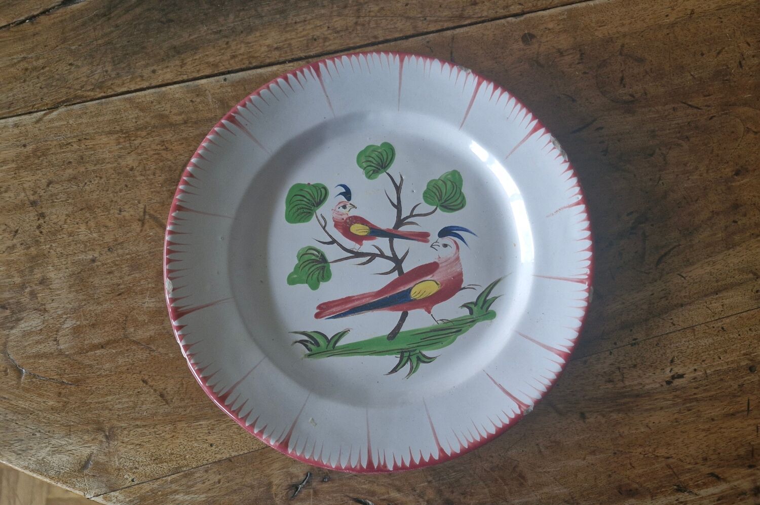 Antique plate with birds