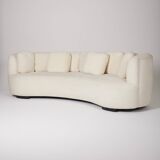 WHITE MOHAIR HALF MOON SOFA
