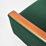 Original vintage armchair, 1960s, restored, green bottle velvet