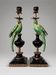 Pair of parrot candlesticks in porcelain and gilded bronze – Louis XVI style – 47 cm