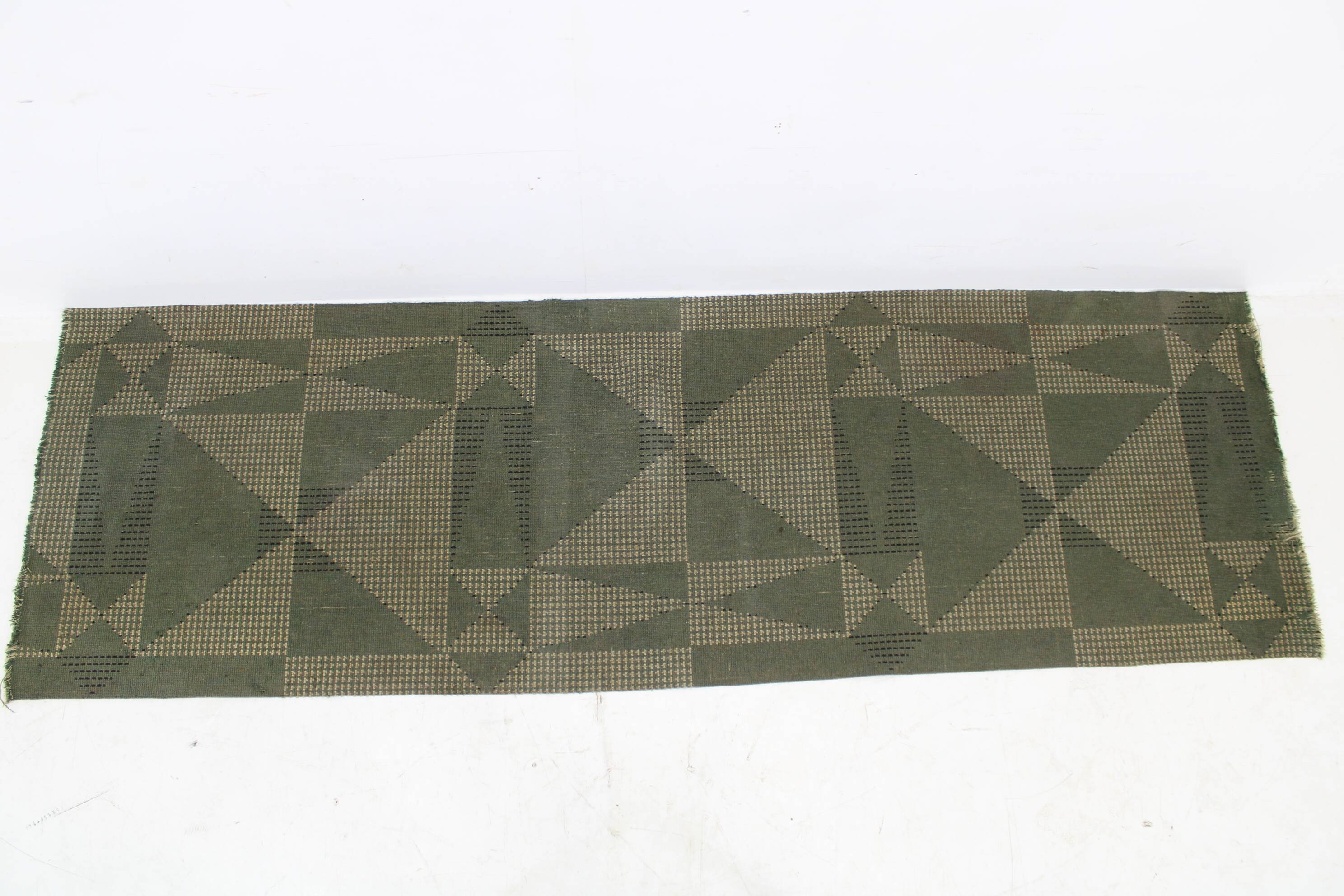 1950s Abstract Wool Hallway Carpet or Rug, Czechoslovakia
