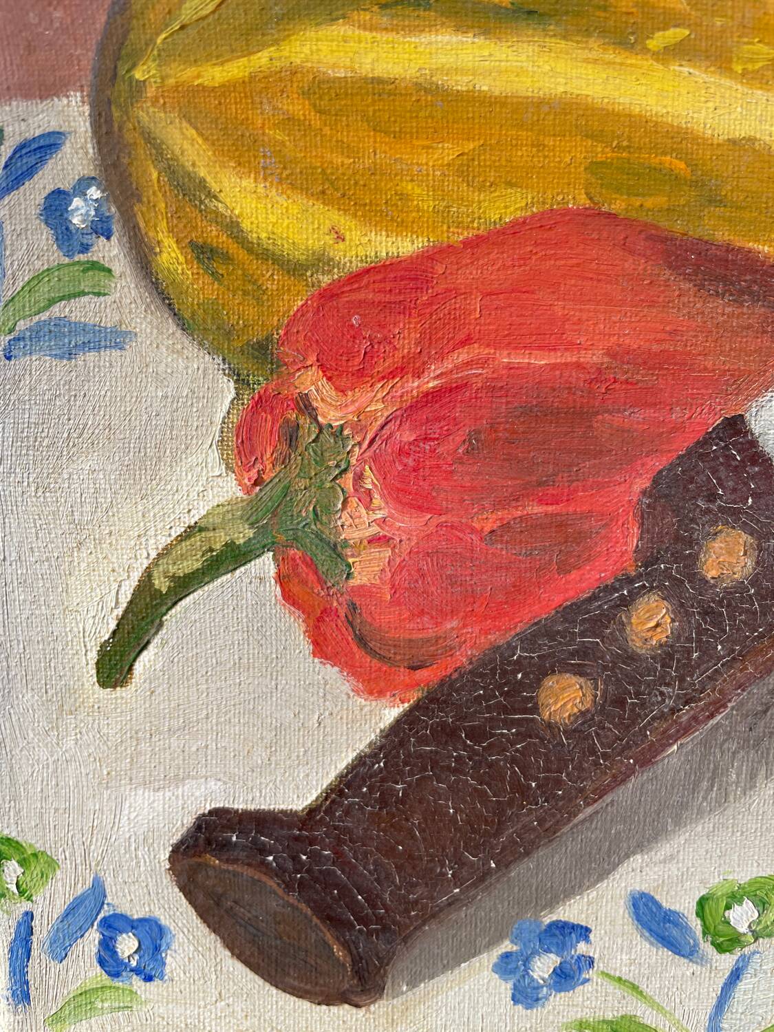 Still life oil on canvas with vegetables