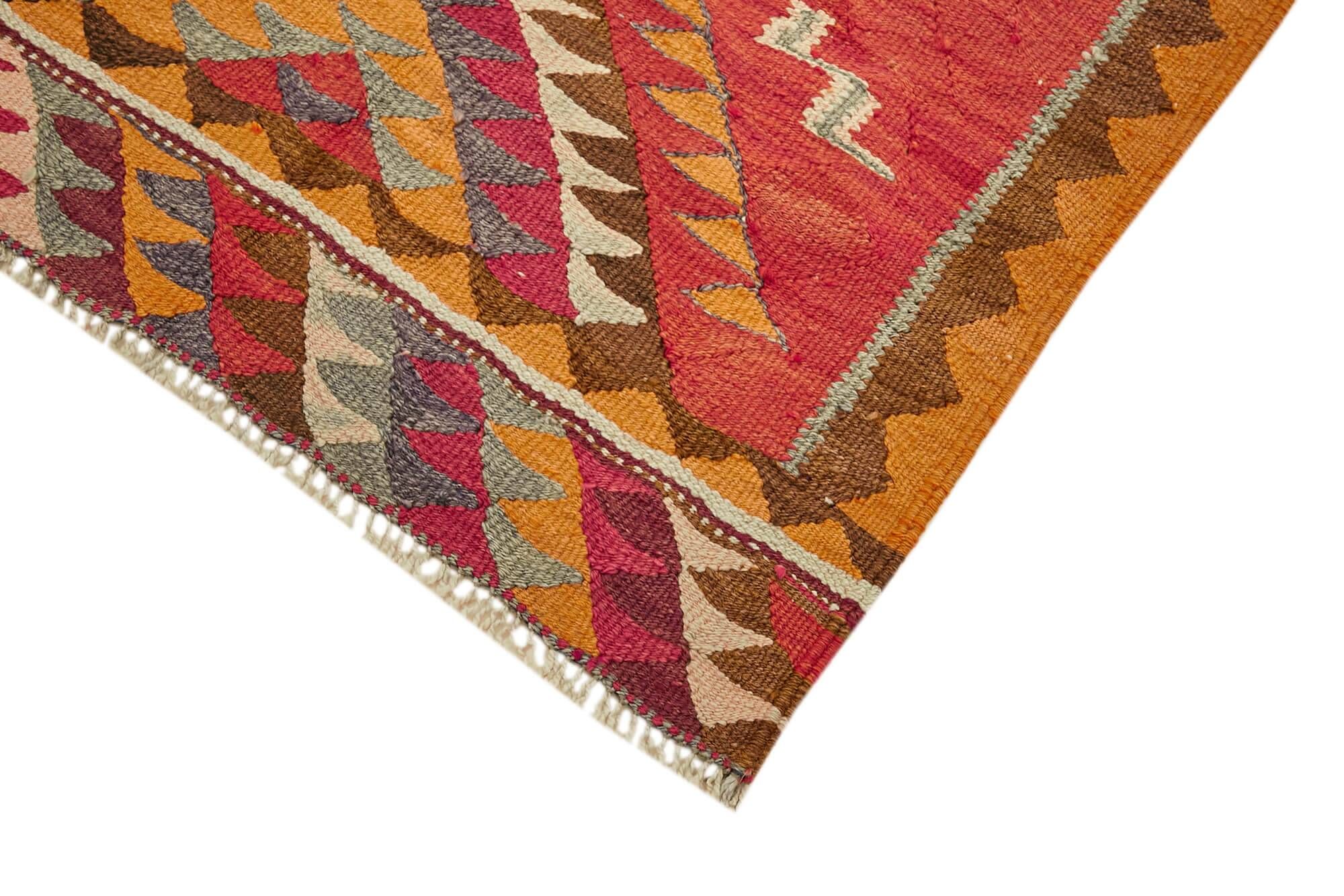 Turkish Handwoven Vintage Herki Kilim 93 cm x 343 cm