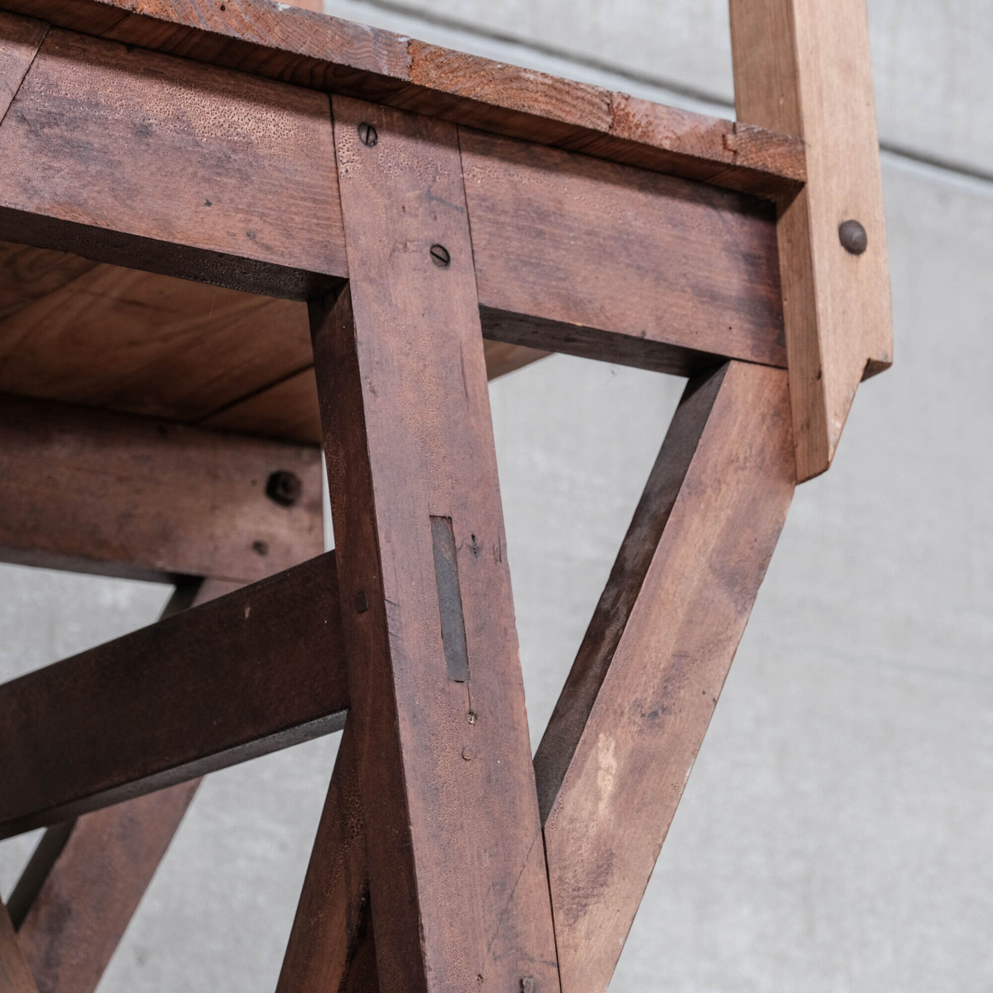 Antique industrial wooden french staircase