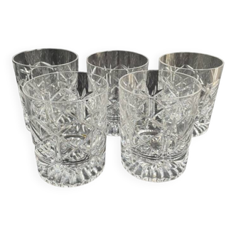 5 Whiskey glasses – Cut crystal