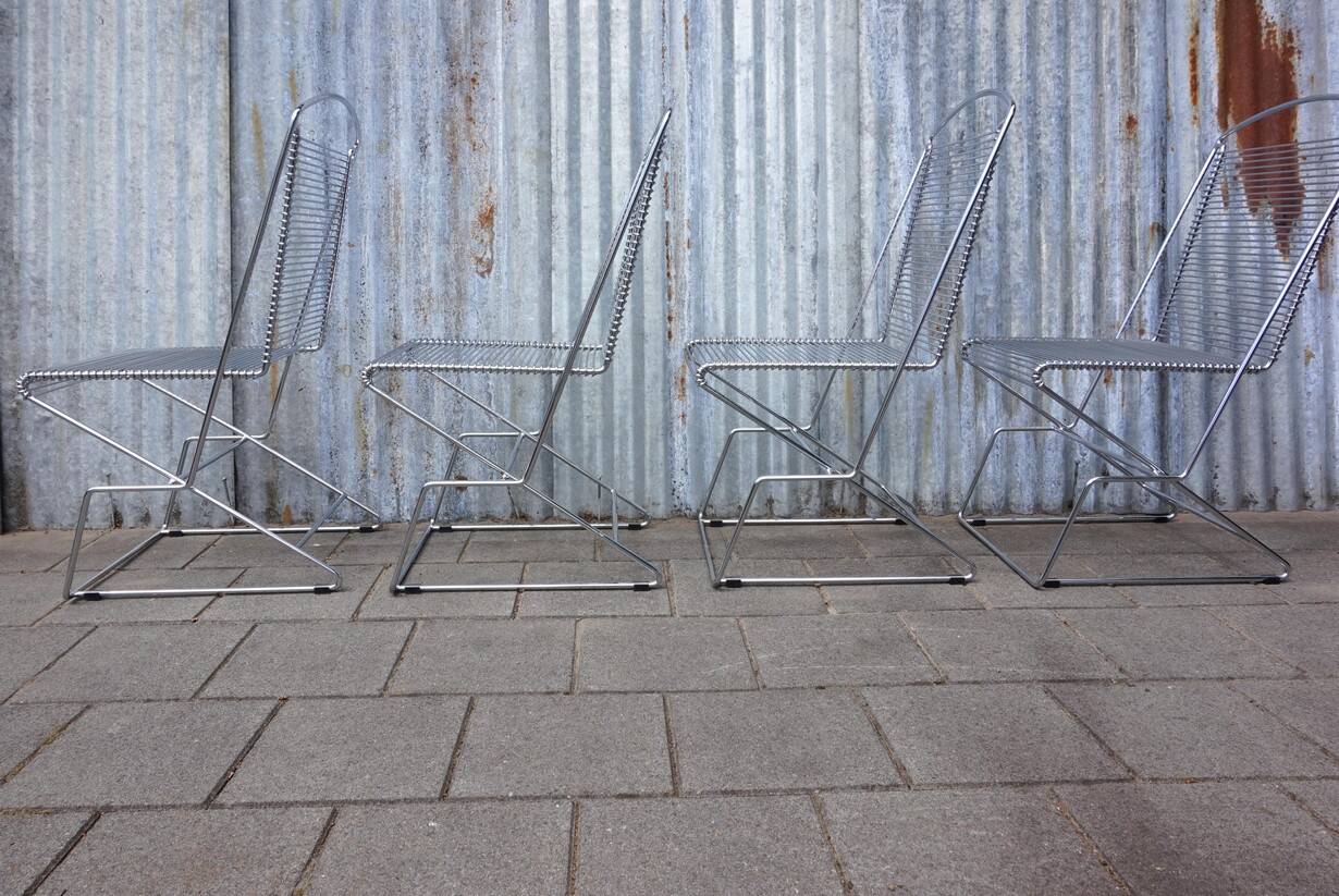 Set of 4 wire chairs, 1980s