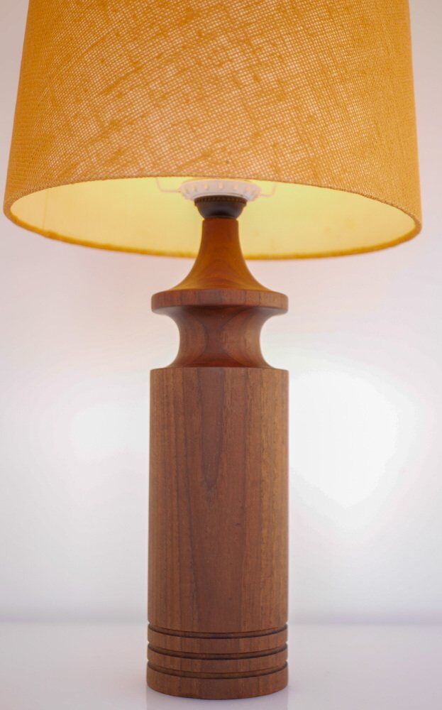 Grandes lampes de table danoises en teck des années 50, ensemble de 2