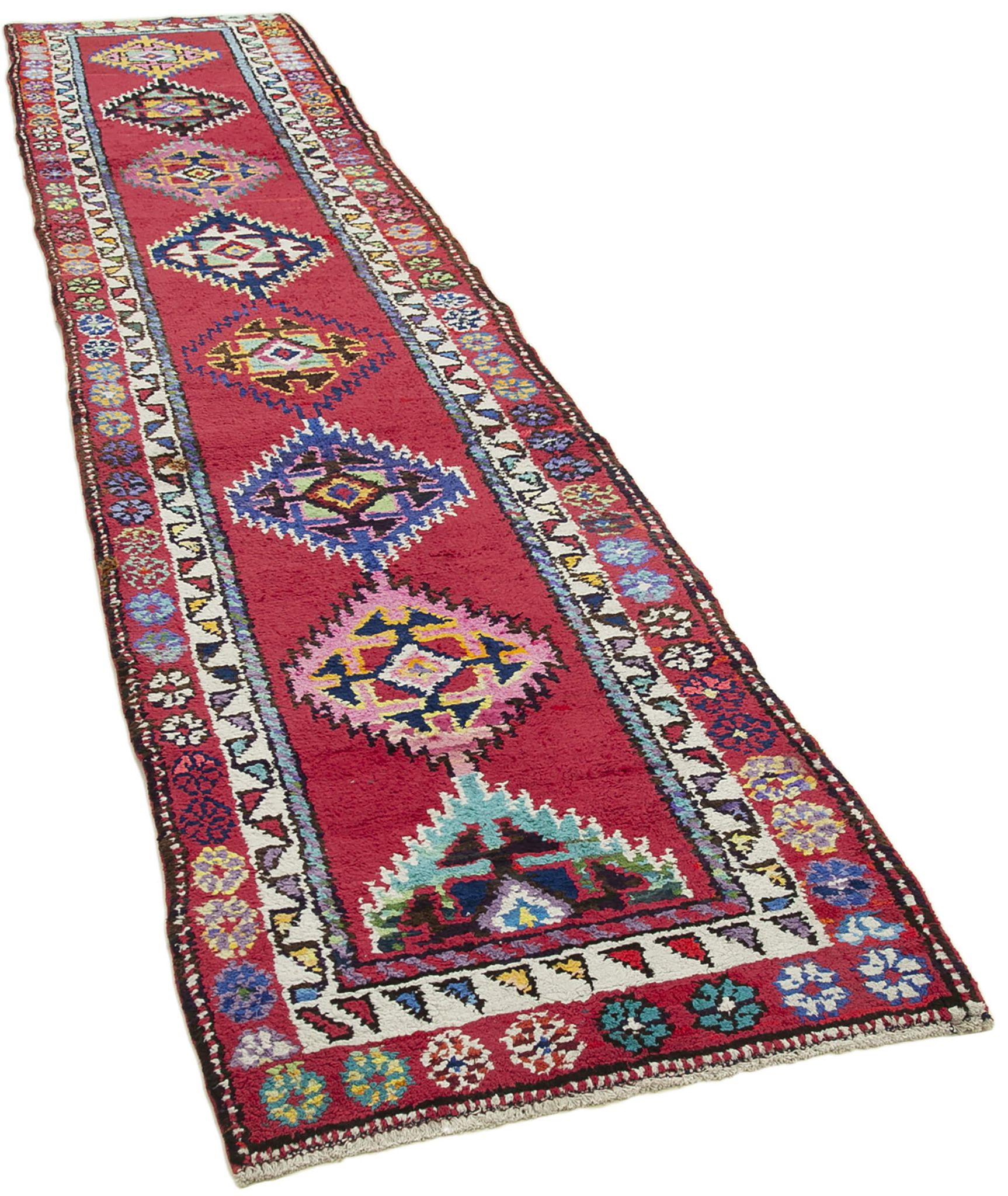 Coureur rouge tissé à la main 87 cm x 395 cm