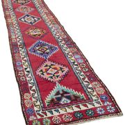 Coureur rouge tissé à la main 87 cm x 395 cm