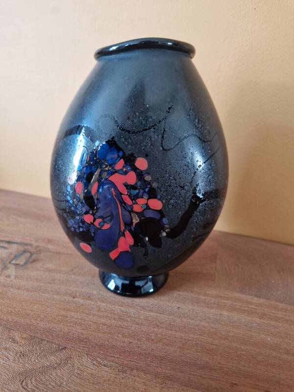 Robert Pierini (Born in 1950) - Matte black blown glass vase - 1985 - Biot