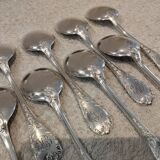 10 silver-plated ice cream scoops, Christofle Marly silversmith, engraved HBC