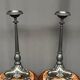 Pair of massive cast iron candlesticks in Renaissance style.