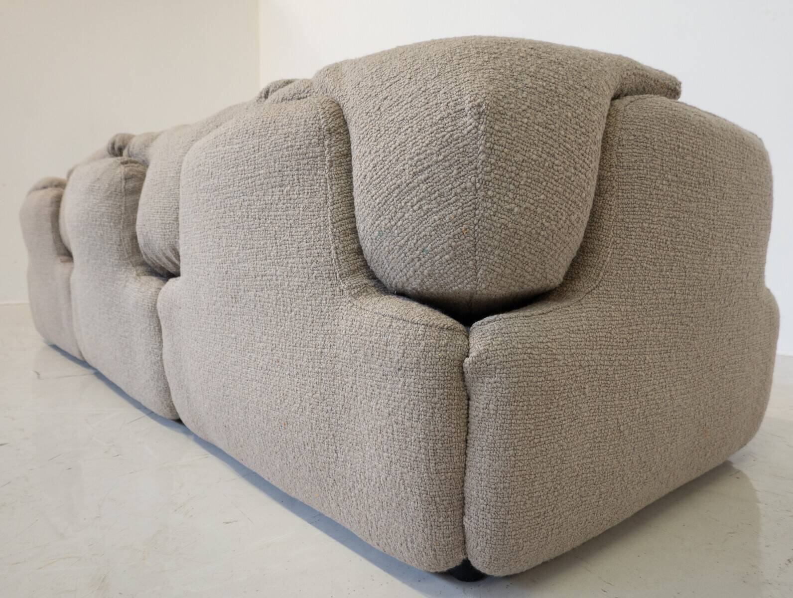 Confidential Seating Set by Alberto Rosselli for Saporiti, Beige Boucle Fabric, Italy, 1970s