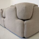 Confidential Seating Set by Alberto Rosselli for Saporiti, Beige Boucle Fabric, Italy, 1970s