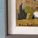 Mid-Century Modern Swedish Oil Painting "White Village" Vintage Framed Landscape