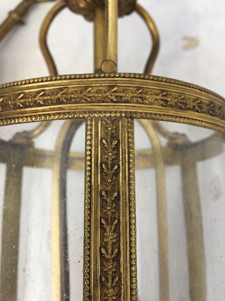 Lantern round brass and glass 1900 Louis XVI