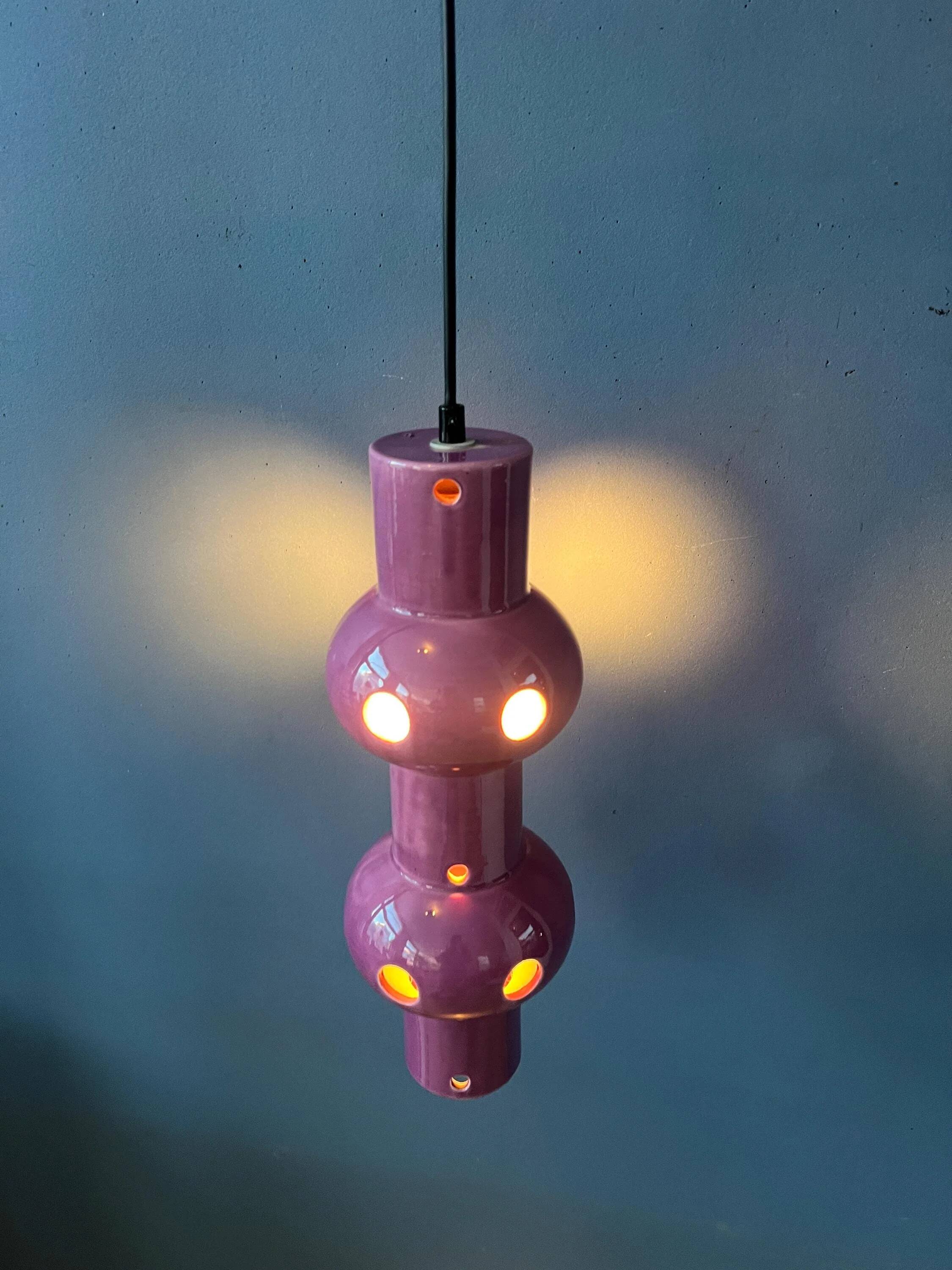 Suspension vintage en céramique rose violette West Germany
