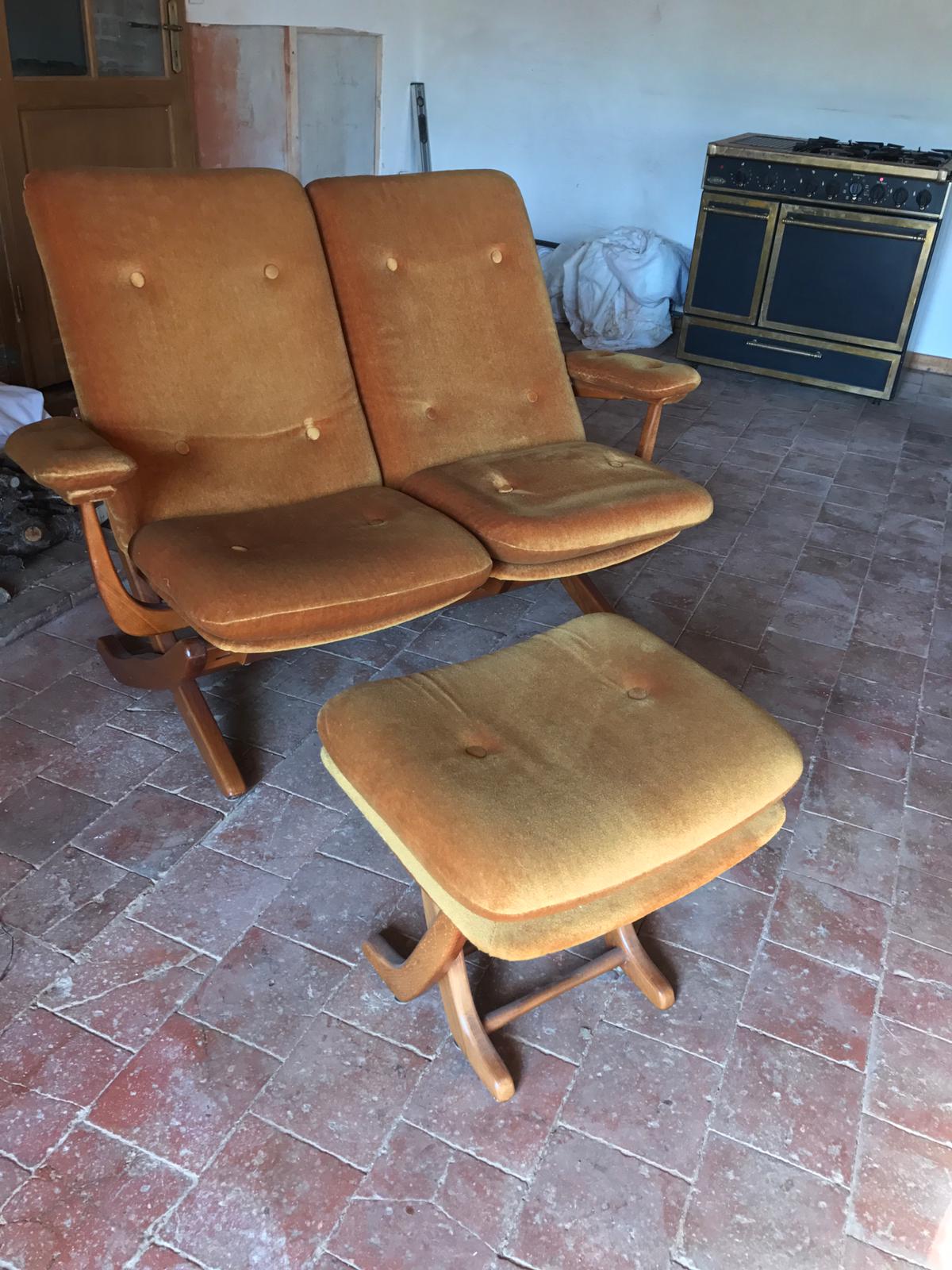 Vintage velvet bench