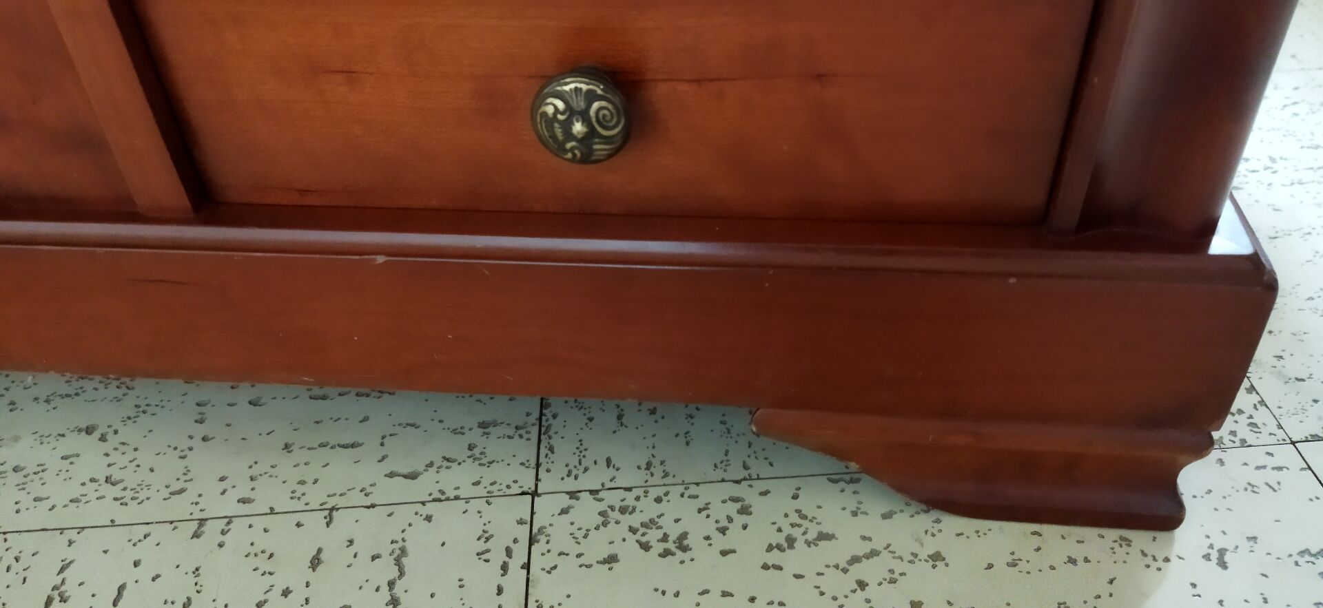 Louis Philippe style coffee table in cherry wood with large drawers.