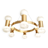 Annular chandelier with gradient white spheres