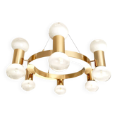 Annular chandelier with gradient white spheres