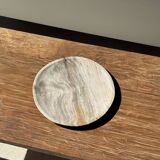 Petrified wood vide poche, circular dish or plate in light beige D25.