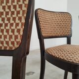 Lot de 4 chaises Thonet art déco 1930, tissu et noyer
