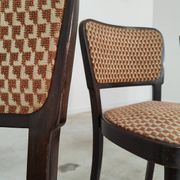 Lot de 4 chaises Thonet art déco 1930, tissu et noyer