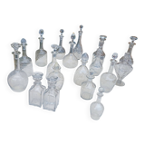 Set of 18 glass and crystal carafes
