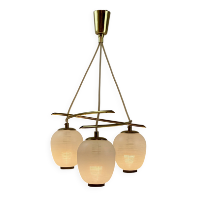 Lustre vintage, laiton, verres, 1958, Doria G 74/61