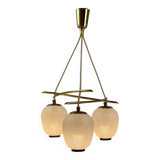 Vintage chandelier, brass, glass, 1958, Doria G 74/61