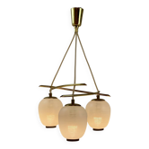 Vintage chandelier, brass, glass, 1958, Doria G 74/61