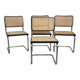 Set of 4 black Cesca B32 chairs after Marcel Breuer, Italy.