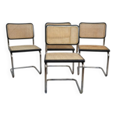 Lot de 4 chaises Cesca B32 noires d'après Marcel Breuer, Italie