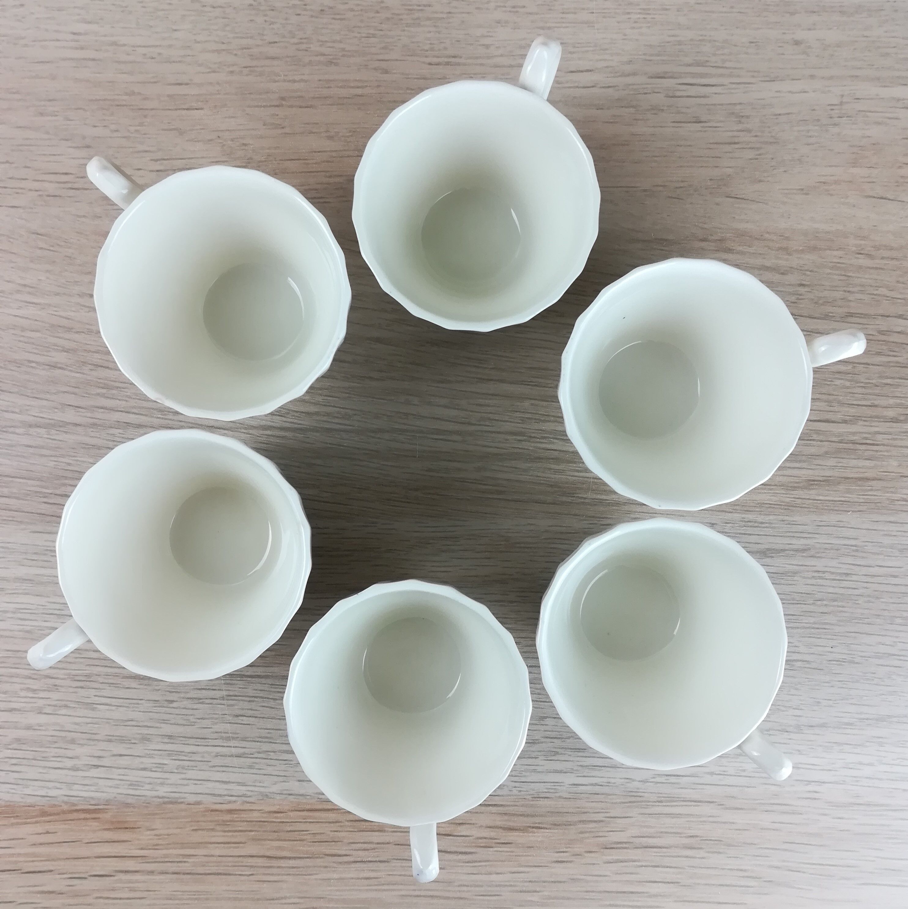 6 cups & saucers faience english