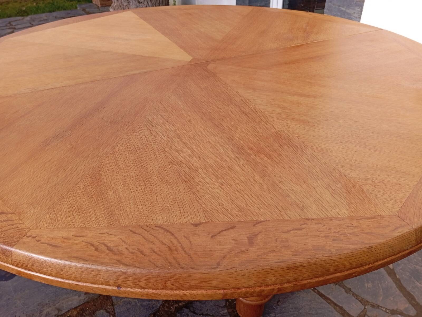 Large oak table by Guillerme & Chambron