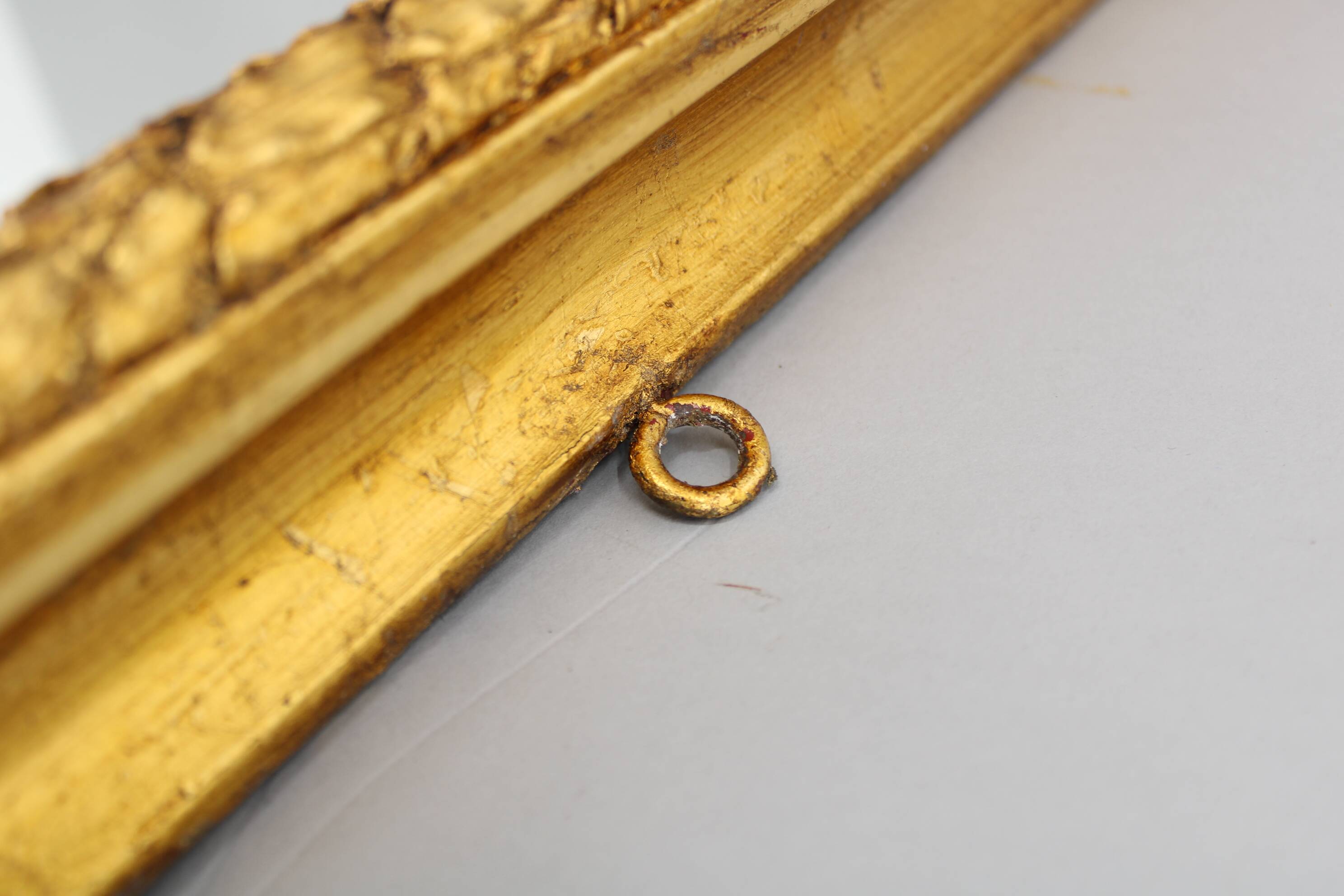 1940s Italian Mirror in Golden Wood Frame