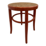 low stool turned wood Coral and canework