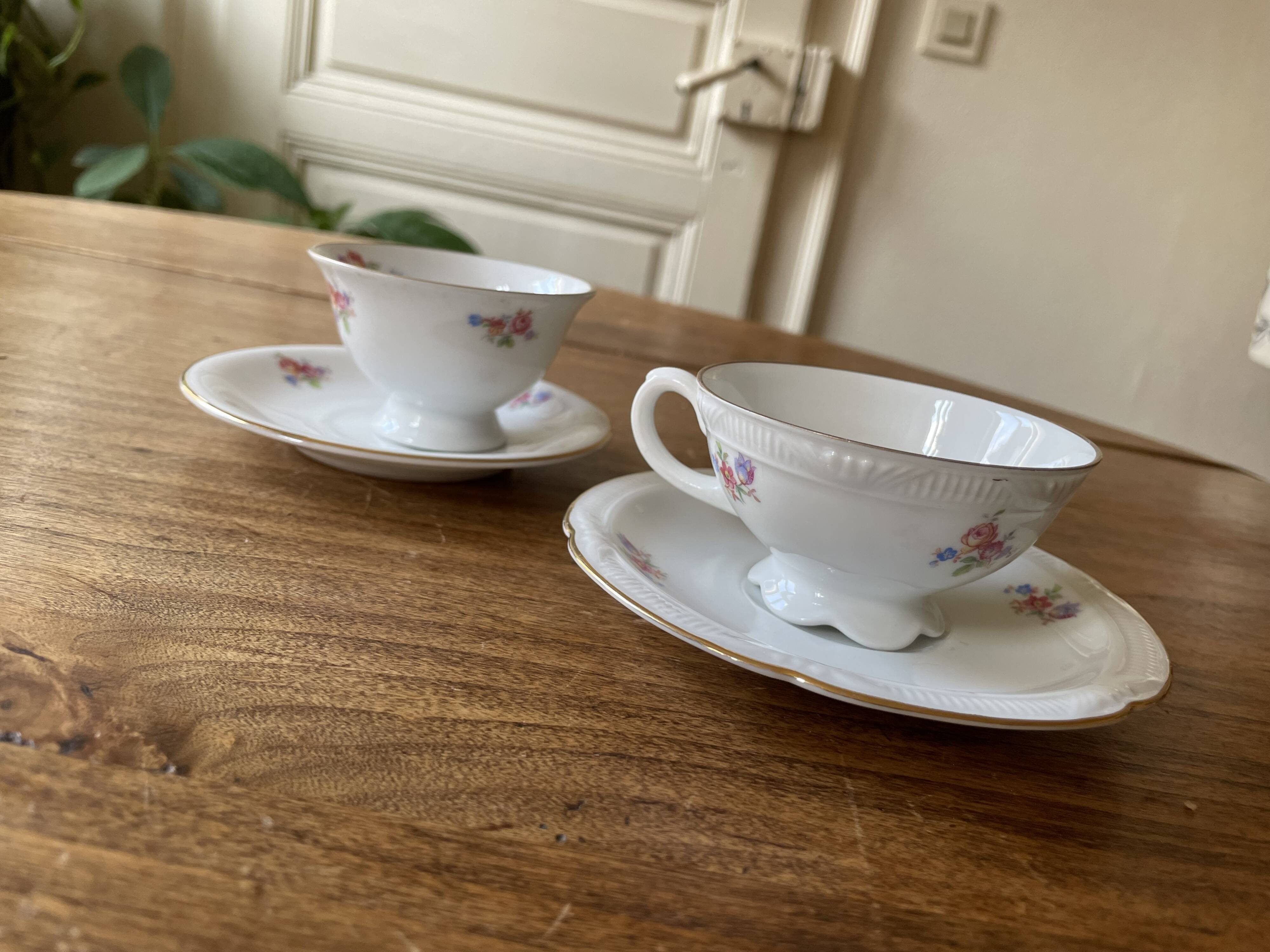 Set 2 coffee cups and saucers - Zeh Scherzer - vintage, old