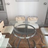 Table Idéee 2000 Eurosteel pied en métal plateau en verre