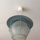 Suspension of the 70s cage in blue metal and frosted glass