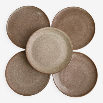 5 stoneware dessert plates.