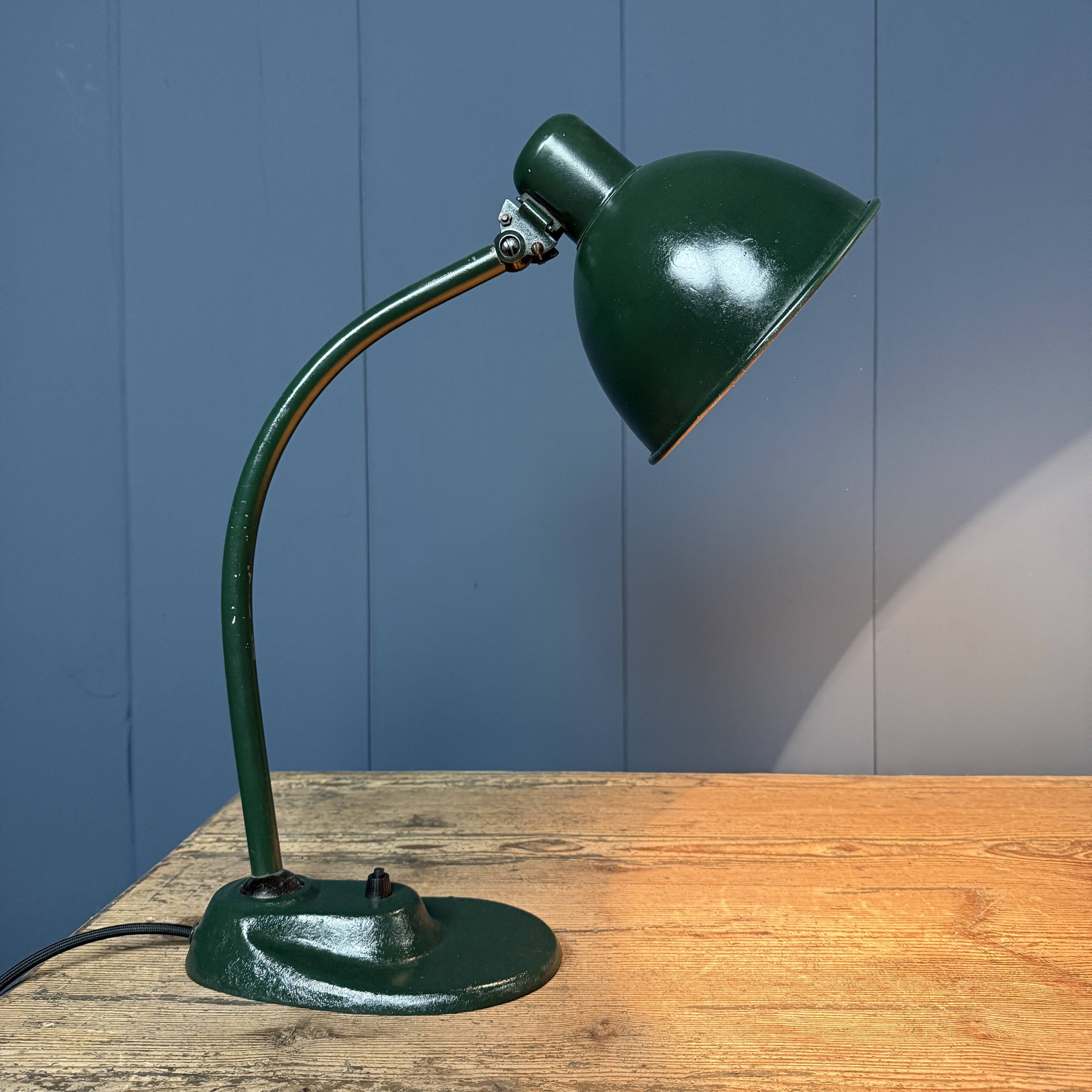 Dark green Bauhaus desk lamp