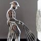 Rare Art Deco "Fire Soldier" Chromed Bronze Lamp, Poland, 1950-60