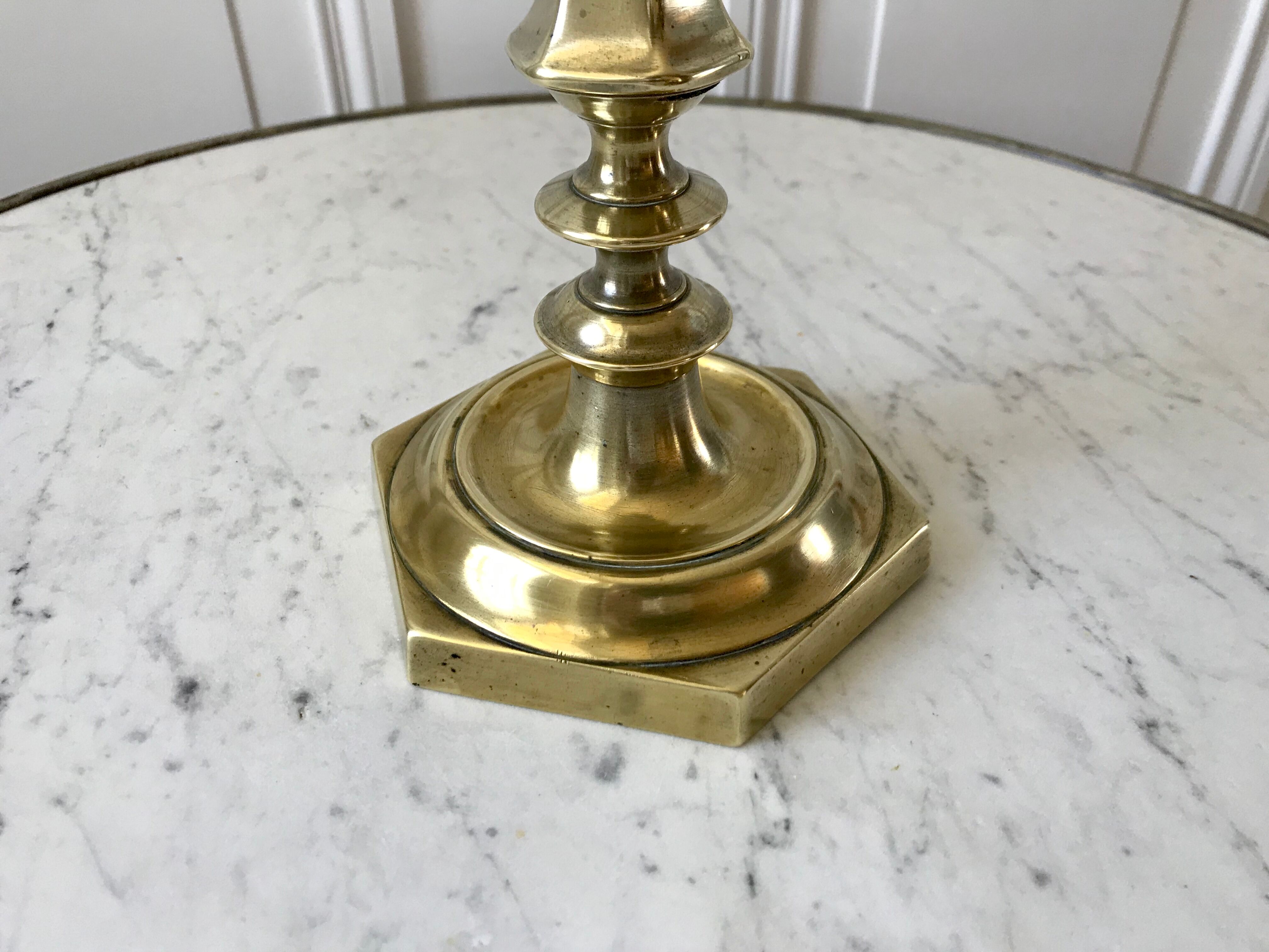 Candle holder / candlestick in golden brass 20s